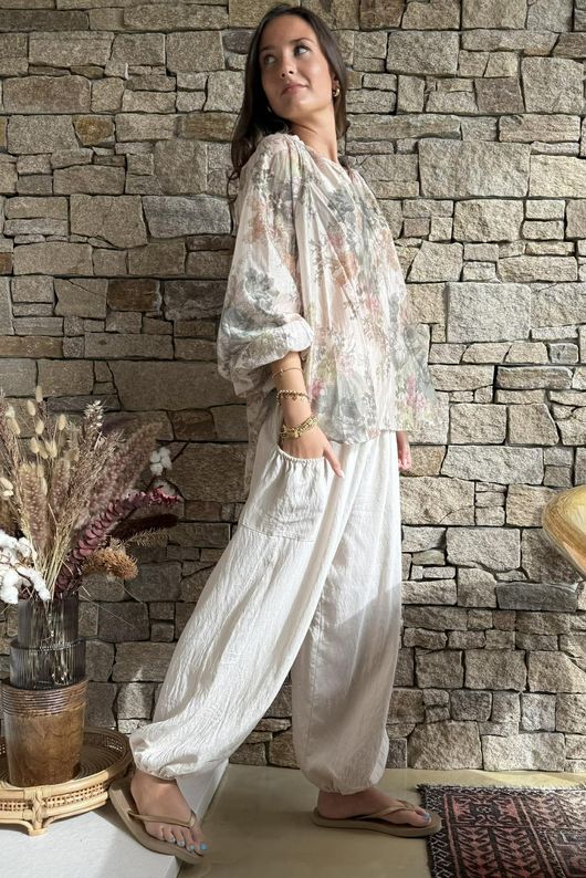 Rustic Peony Blouse Khaki